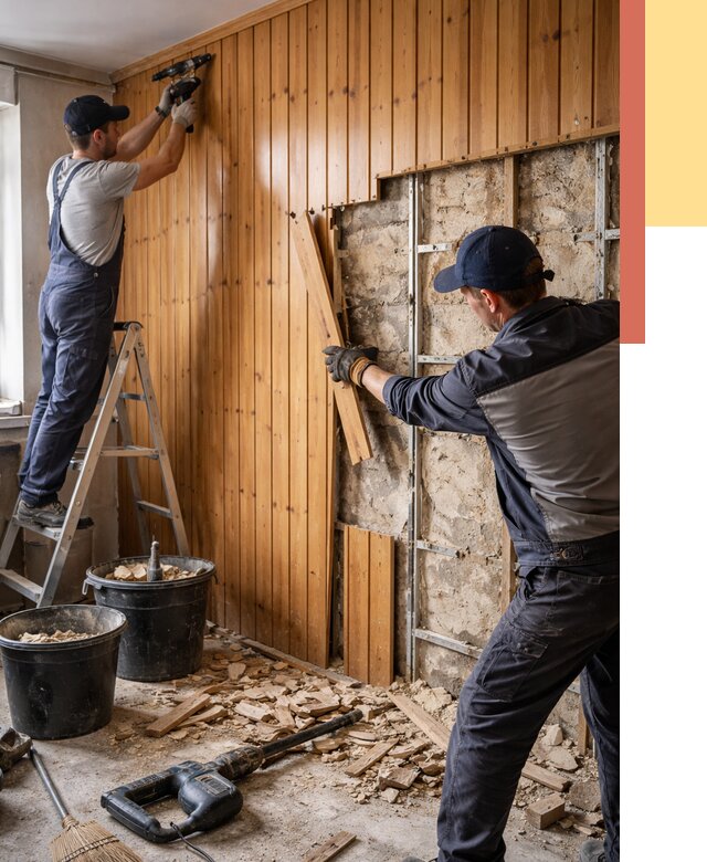 Демонтаж вагонки со стен в Южно-Сахалинске от 1498 руб. — снятие, удаление, срочно | ОТДЕЛОЧНИК-Южн