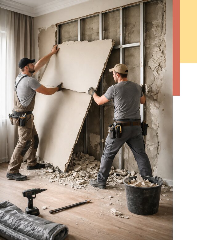 Демонтаж гипсокартона со стен в Южно-Сахалинске от 362 руб. — услуги демонтажа | ОТДЕЛОЧНИК-Южн