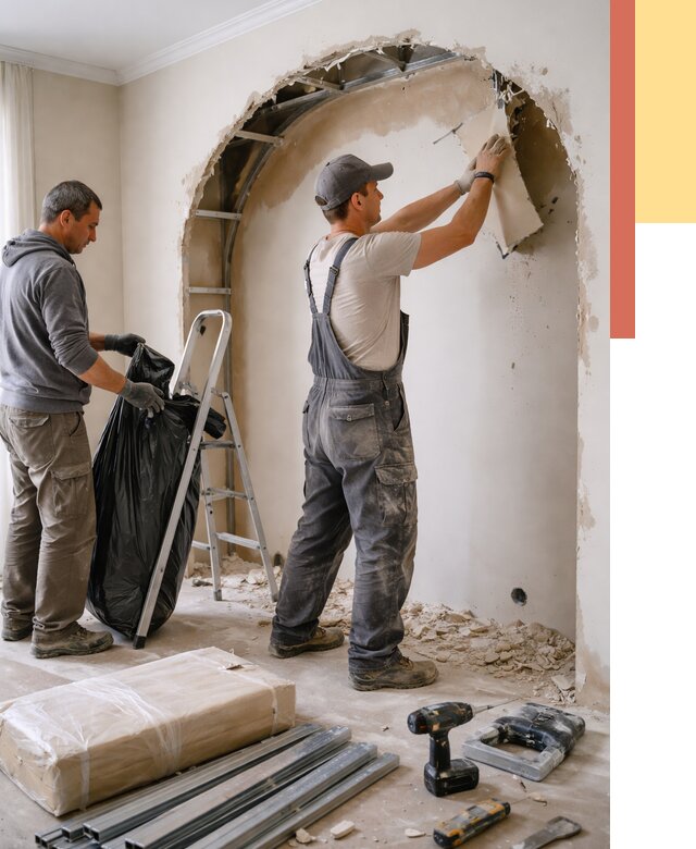 Демонтаж арки из гипсокартона в Южно-Сахалинске от 3616 руб. — услуги под ключ | ОТДЕЛОЧНИК-Южн