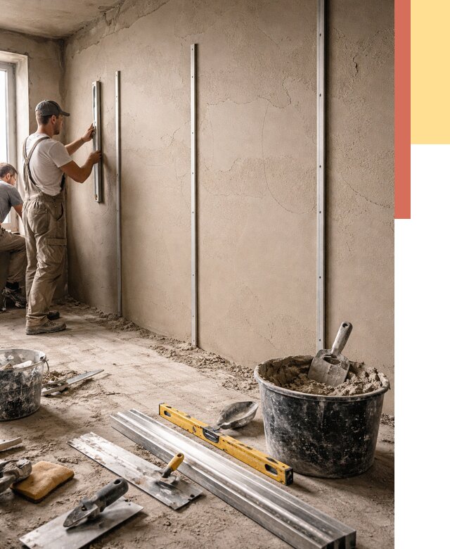 Штукатурка стен по маякам в Южно-Сахалинске от 5682 руб./м² — выравнивание под ключ | ОТДЕЛОЧНИК-Южн