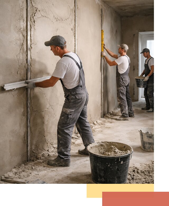 Штукатурка стен по маякам в Южно-Сахалинске — точная и ровная поверхность