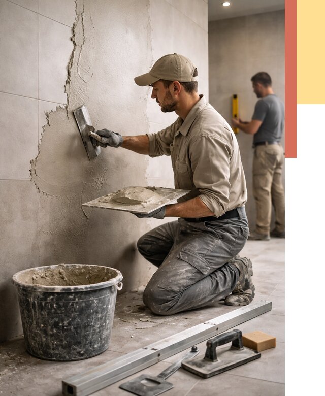 Штукатурка стен в ванной в Южно-Сахалинске от 4649 руб./м² — выравнивание под ключ | ОТДЕЛОЧНИК-Южн