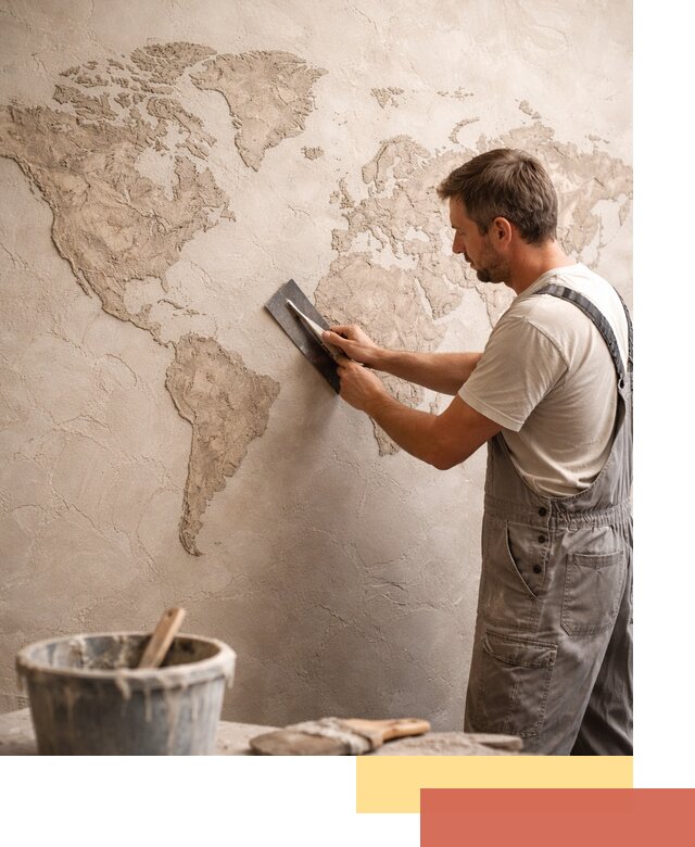 Декоративная штукатурка «Карта мира» под ключ в Южно-Сахалинске