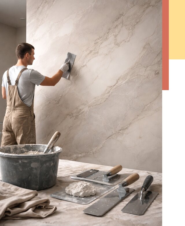 Декоративная штукатурка под мрамор в Южно-Сахалинске от 2893 руб./м² — быстро и недорого | ОТДЕЛОЧНИК-Южн