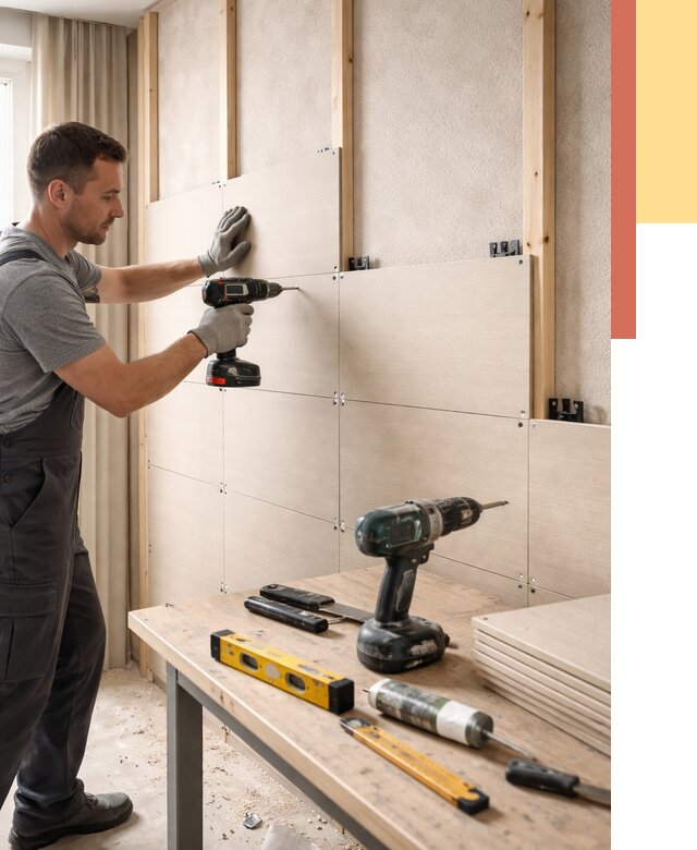 Монтаж МДФ панелей на стены в Южно-Сахалинске от 1291 руб. под ключ | ОТДЕЛОЧНИК-Южн