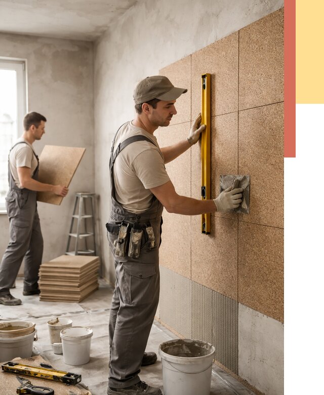 Монтаж пробковых панелей на стены в Южно-Сахалинске от 3616 руб. — ОТДЕЛОЧНИК-Южн