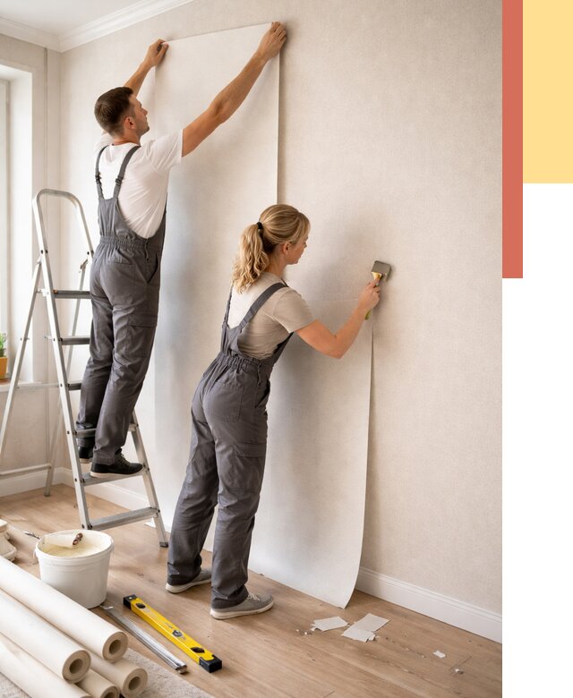 Поклейка флизелиновых обоев в Южно-Сахалинске от 6199 руб. | Быстро и недорого — ОТДЕЛОЧНИК-Южн