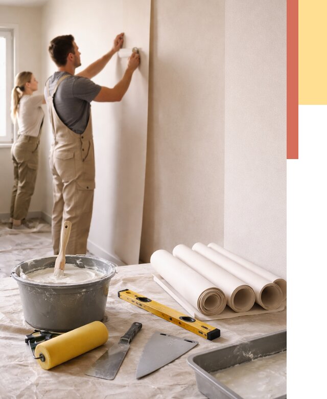 Поклейка бумажных обоев в Южно-Сахалинске от 5682 руб./м2 — быстро и недорого | ОТДЕЛОЧНИК-Южн