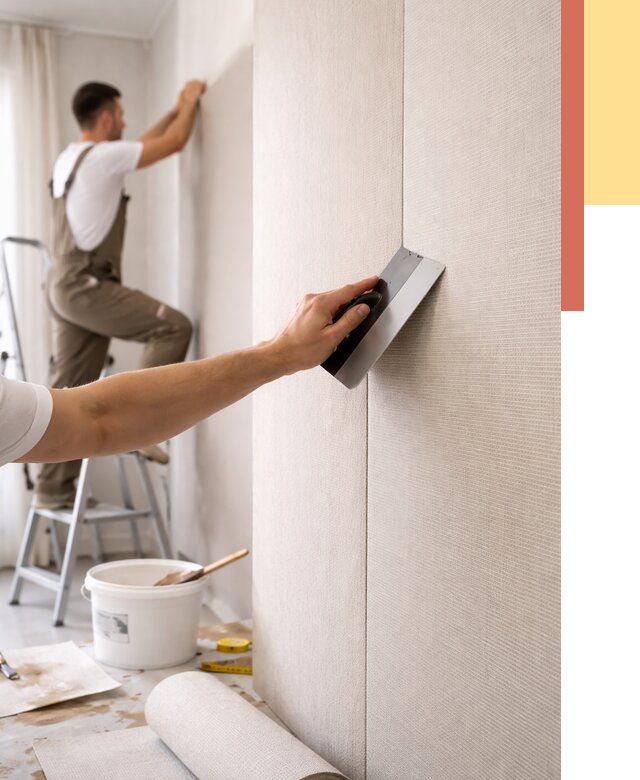 Поклейка текстильных обоев в Южно-Сахалинске от 4649 руб. под ключ | ОТДЕЛОЧНИК-Южн