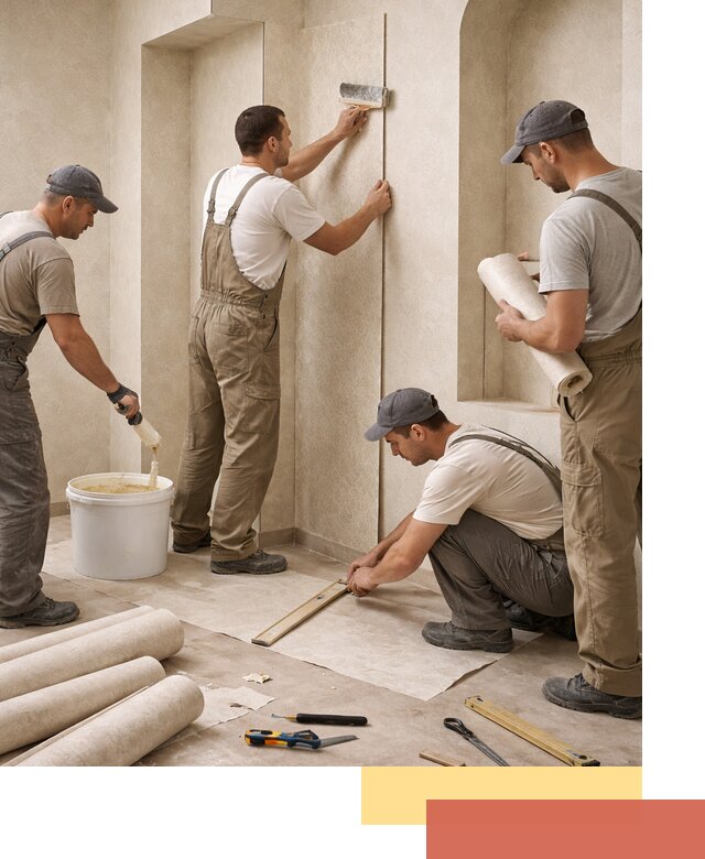 Поклейка обоев на сложные стены и неровные поверхности в Южно-Сахалинске