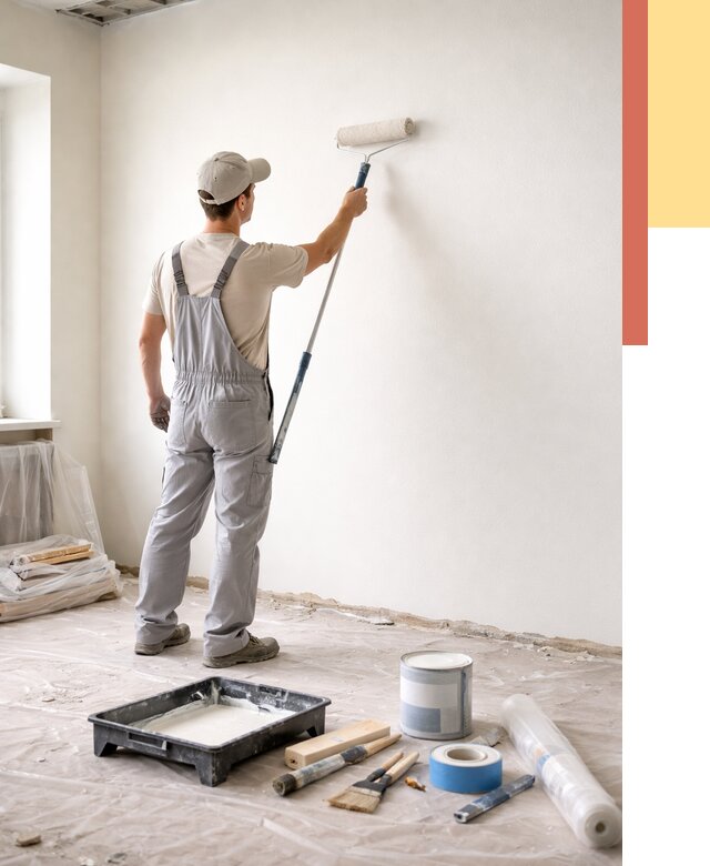 Покраска стен водоэмульсионной краской в Южно-Сахалинске от 465 руб. за м² | ОТДЕЛОЧНИК-Южн