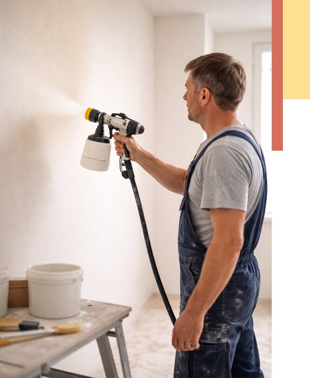 Покраска стен краскопультом в Южно-Сахалинске от 7748 руб. — механизированная покраска | ОТДЕЛОЧНИК-Южн