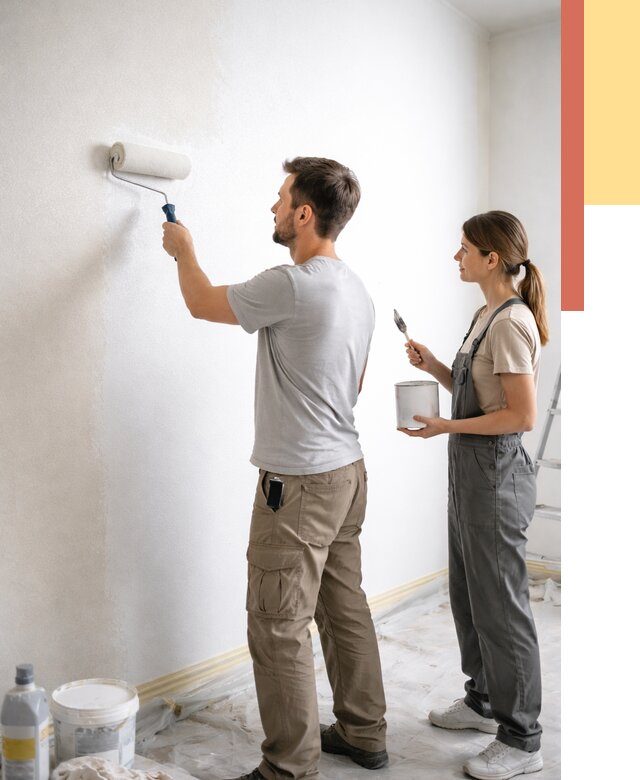 Окраска стен по стеклохолсту в Южно-Сахалинске от 4649 руб/м² под ключ | ОТДЕЛОЧНИК-Южн