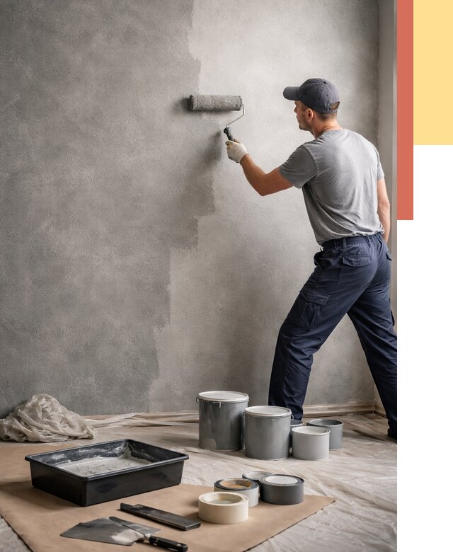 Покраска стен под бетон в Южно-Сахалинске от 672 руб. за м2 — быстро и недорого | ОТДЕЛОЧНИК-Южн