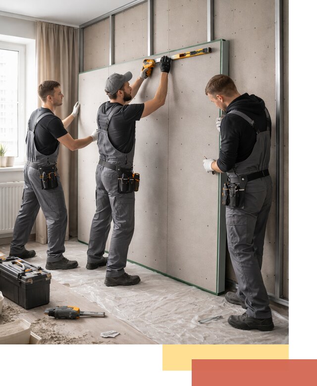 Шумоизоляция стен панелями ЗИПС в Южно-Сахалинске для жилых и коммерческих помещений