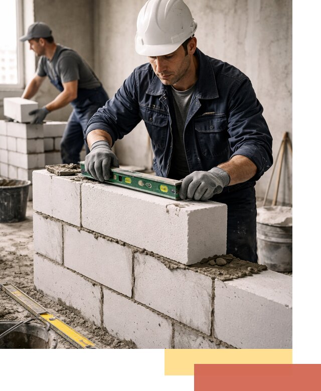 Кладка перегородок из пеноблока под ключ в Южно-Сахалинске