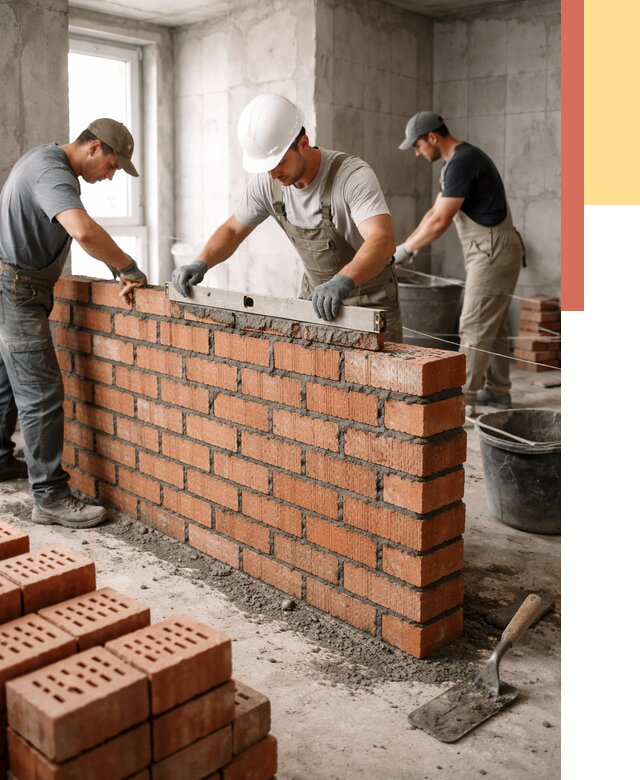 Кладка перегородок из кирпича в Южно-Сахалинске от 3616 руб. за м² | ОТДЕЛОЧНИК-Южн