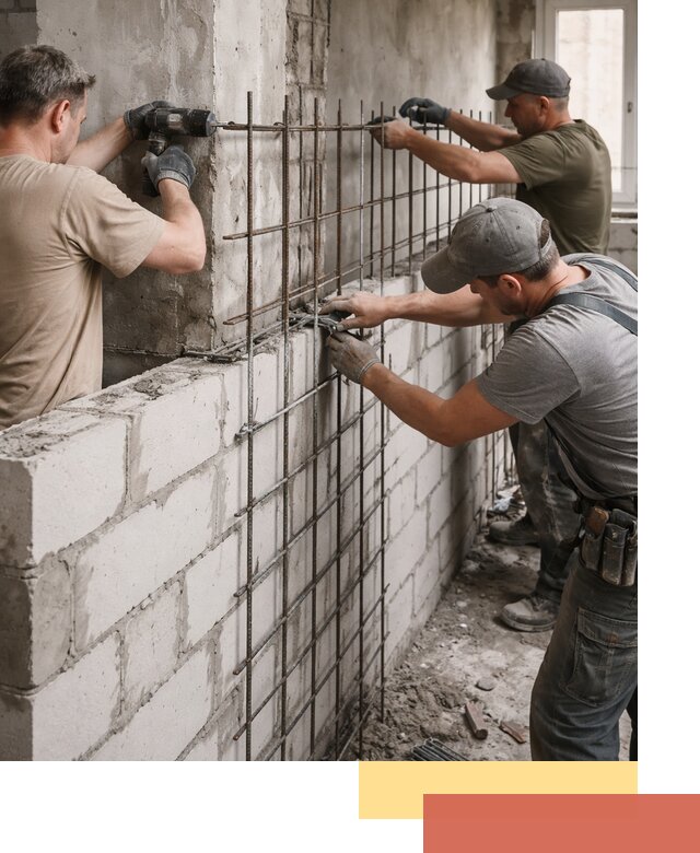 Армирование кладки перегородок в Южно-Сахалинске профессионально и надёжно
