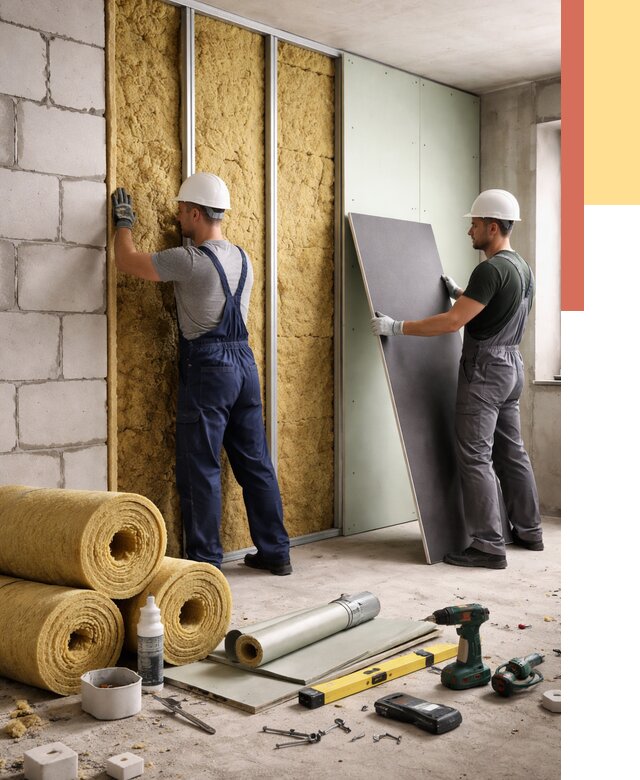 Шумоизоляция перегородок из блоков в Южно-Сахалинске от 1911 руб./м² — быстро и недорого | ОТДЕЛОЧНИК-Южн