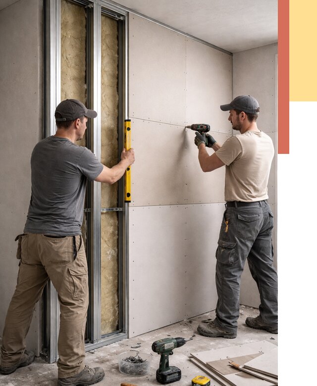 Монтаж двухслойной перегородки из гипсокартона в Южно-Сахалинске от 1498 руб. | ОТДЕЛОЧНИК-Южн