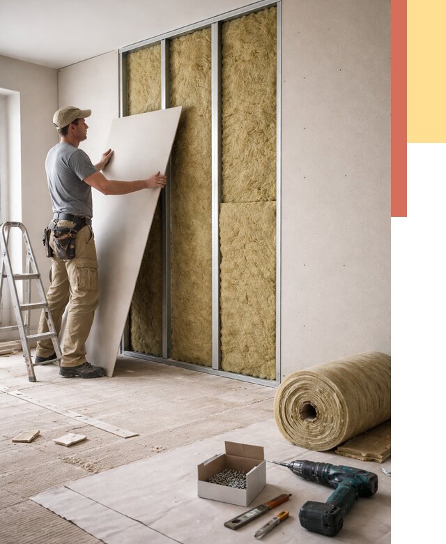 Перегородка из гипсокартона с шумоизоляцией в Южно-Сахалинске от 3223 руб. | ОТДЕЛОЧНИК-Южн