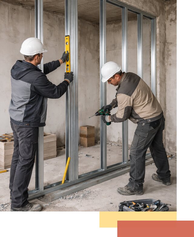 Монтаж каркаса перегородки из профиля в Южно-Сахалинске