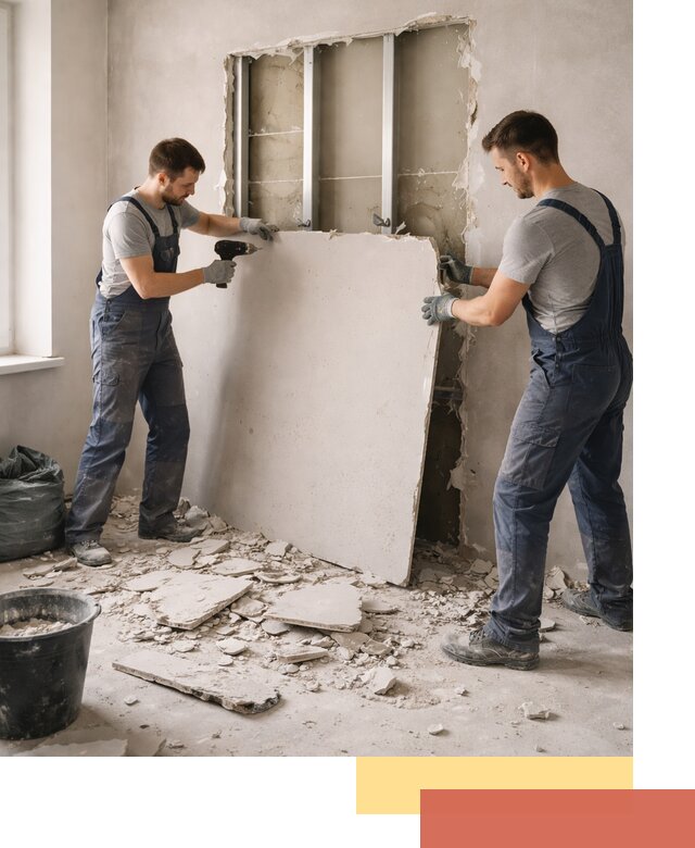 Демонтаж перегородки из гипсокартона в Южно-Сахалинске быстрый и аккуратный