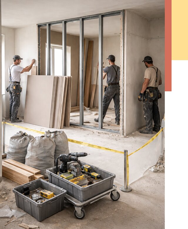 Перенос гипсокартонной перегородки в Южно-Сахалинске под ключ от 4649 руб. | Демонтаж и монтаж – ОТДЕЛОЧНИК-Южн