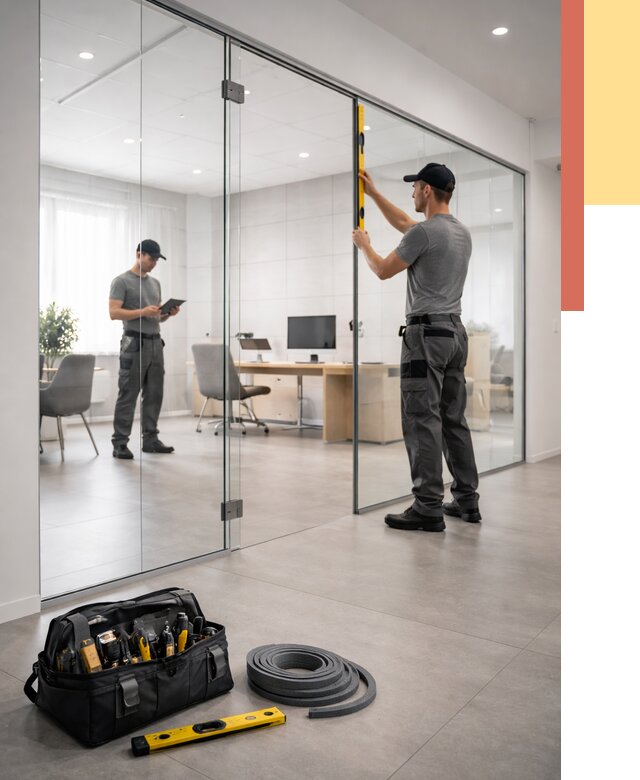 Цельностеклянные перегородки под ключ в Южно-Сахалинске от 9814 руб. — монтаж и цены | ОТДЕЛОЧНИК-Южн