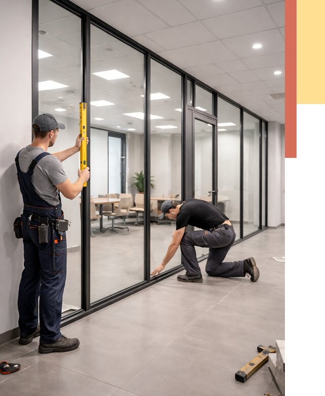 Каркасные стеклянные перегородки в Южно-Сахалинске под ключ от 9505 руб. | ОТДЕЛОЧНИК-Южн