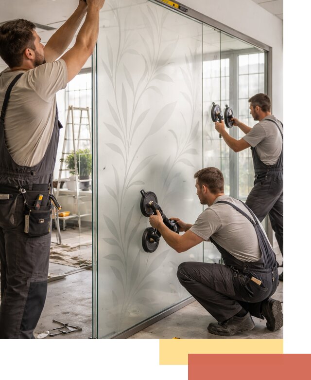 Стеклянные перегородки с рисунком на заказ в Южно-Сахалинске