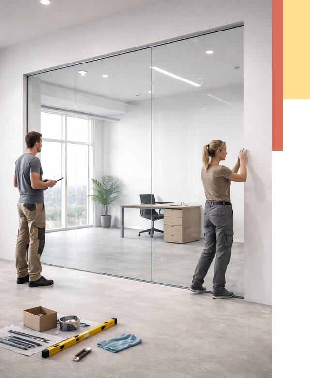 Перегородки из закаленного стекла в Южно-Сахалинске от 9814 руб. под ключ | ОТДЕЛОЧНИК-Южн