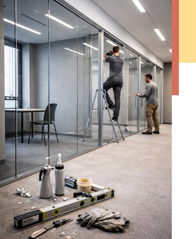 Стеклянные офисные перегородки в Южно-Сахалинске от 8781 руб. — монтаж и установка | ОТДЕЛОЧНИК-Южн