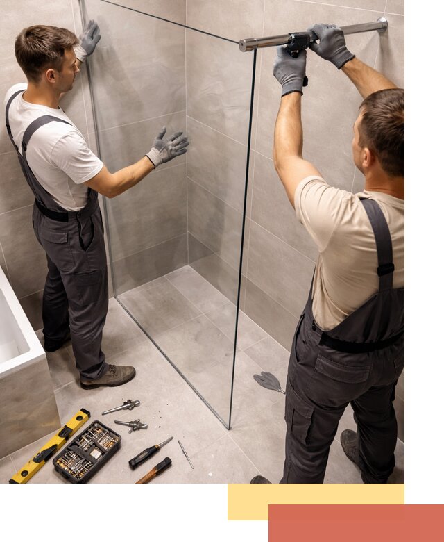 Стеклянные перегородки для душа в Южно-Сахалинске — изготовление и монтаж