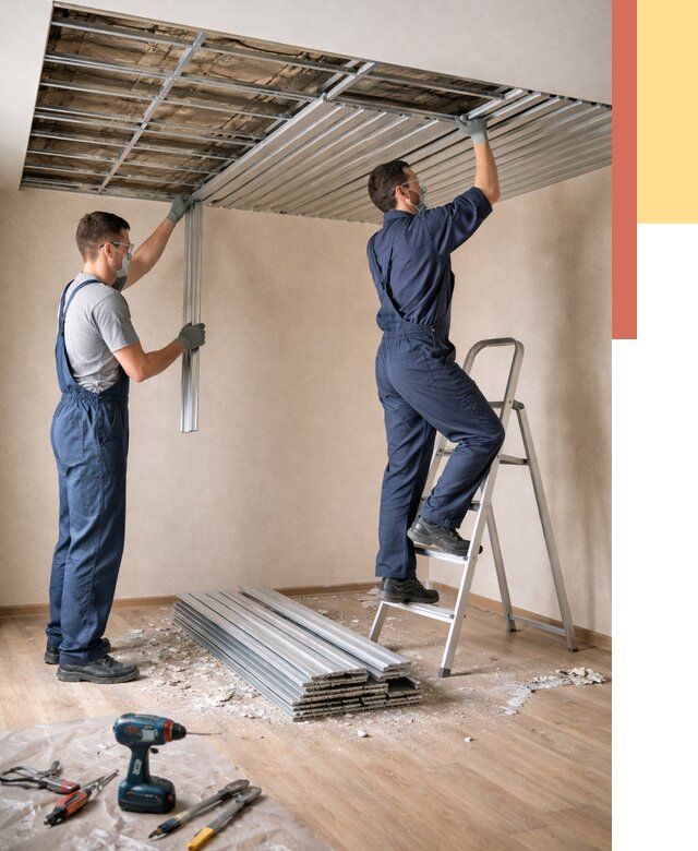 Демонтаж реечного потолка в Южно-Сахалинске от 4649 руб. быстро и недорого | ОТДЕЛОЧНИК-Южн