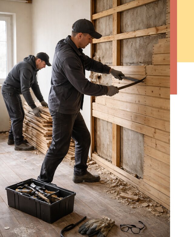 Демонтаж вагонки в Южно-Сахалинске от 3926 руб/м2 — быстро и недорого | ОТДЕЛОЧНИК-Южн