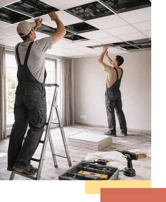 Замена плит подвесного потолка в Южно-Сахалинске быстро и качественно