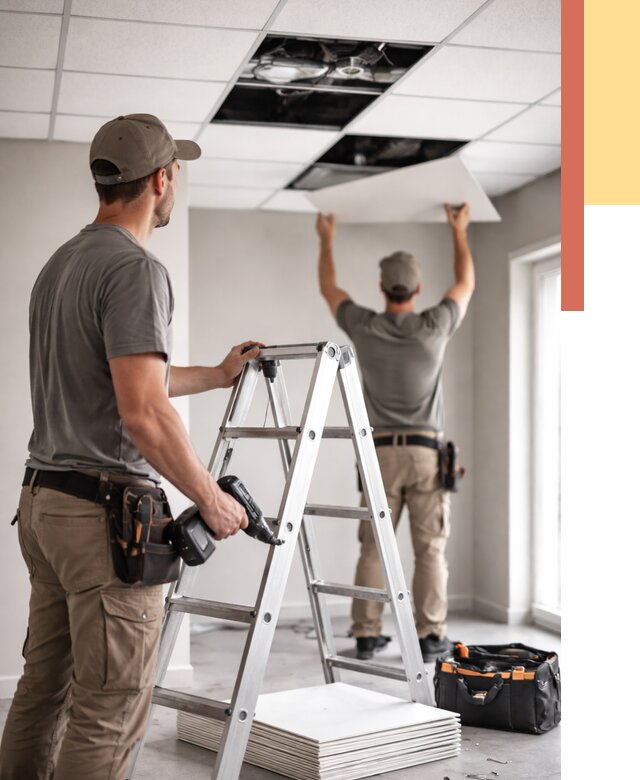 Обслуживание подвесного потолка в Южно-Сахалинске от 3616 руб. — быстро и недорого | ОТДЕЛОЧНИК-Южн