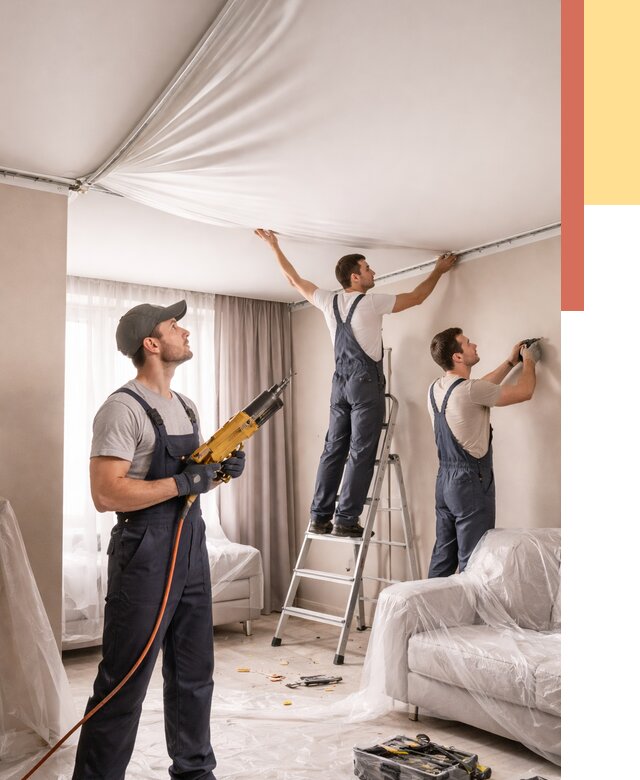 Установка натяжного потолка в Южно-Сахалинске от 4649 руб. | Быстро и недорого — ОТДЕЛОЧНИК-Южн