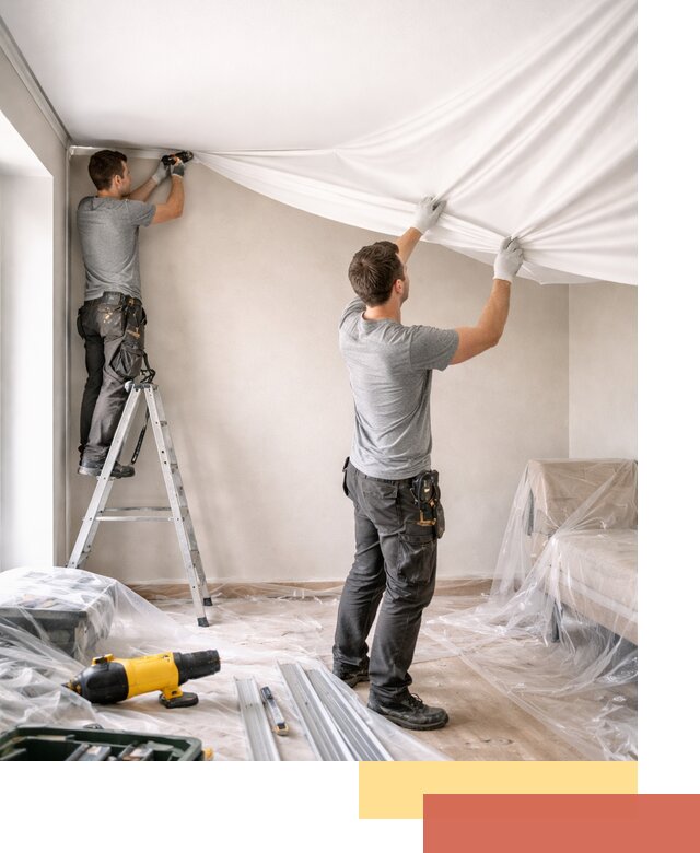 Монтаж тканевого натяжного потолка в Южно-Сахалинске недорого и быстро