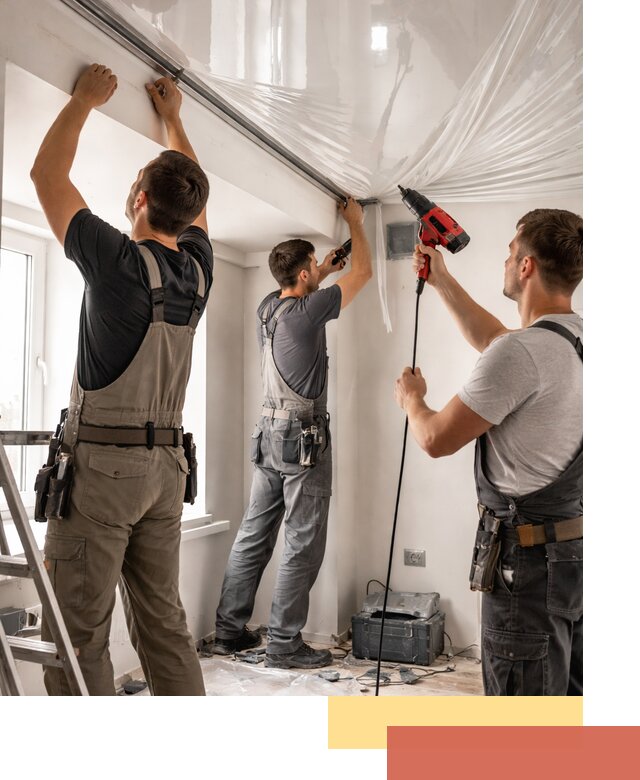 Монтаж глянцевого натяжного потолка в Южно-Сахалинске быстро и качественно