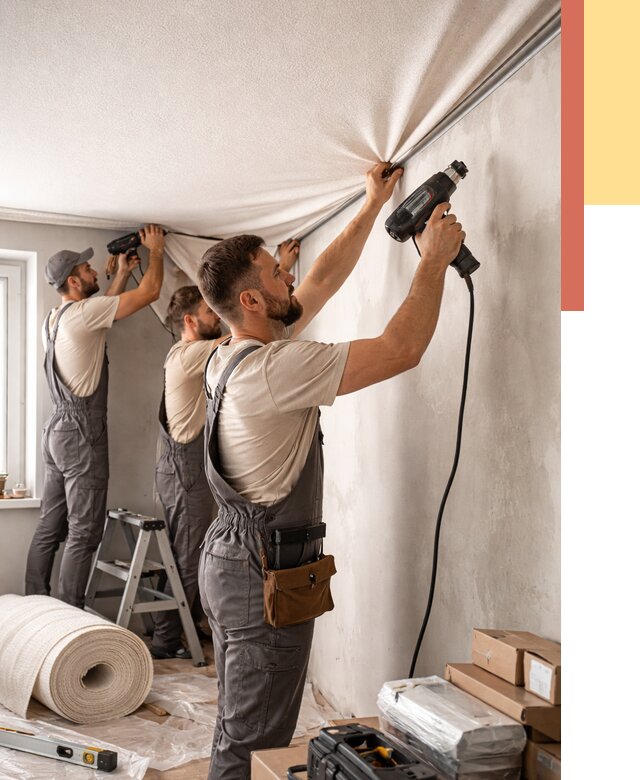 Монтаж фактурного натяжного потолка в Южно-Сахалинске от 775 руб. — ОТДЕЛОЧНИК-Южн