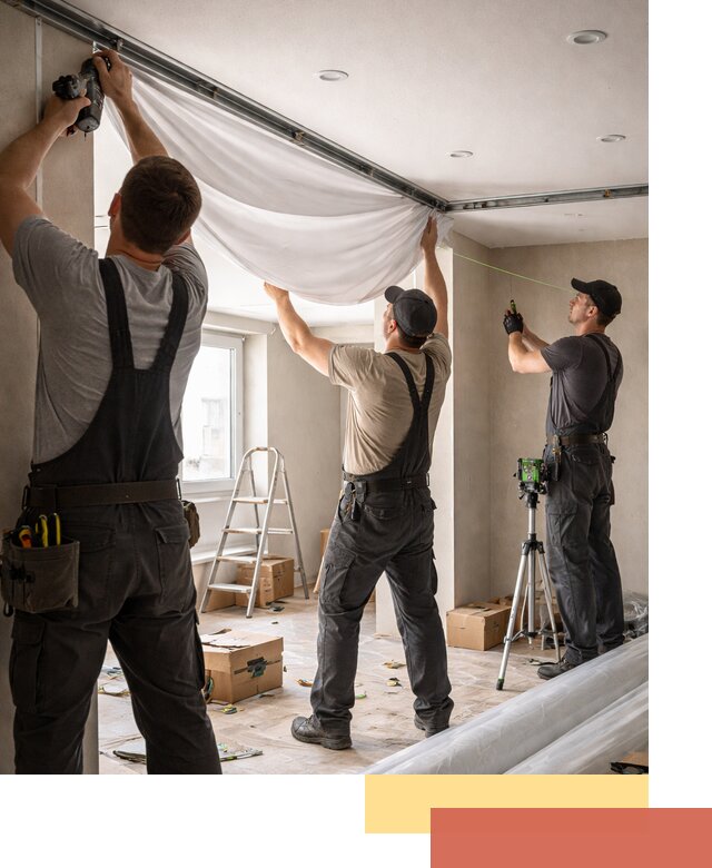 Монтаж парящего натяжного потолка под ключ в Южно-Сахалинске