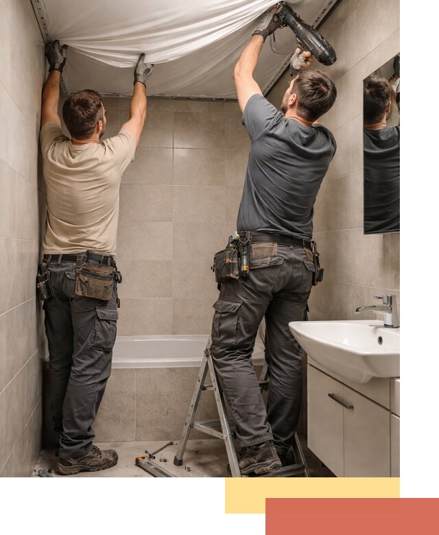 Монтаж натяжного потолка в ванной в Южно-Сахалинске быстро и качественно