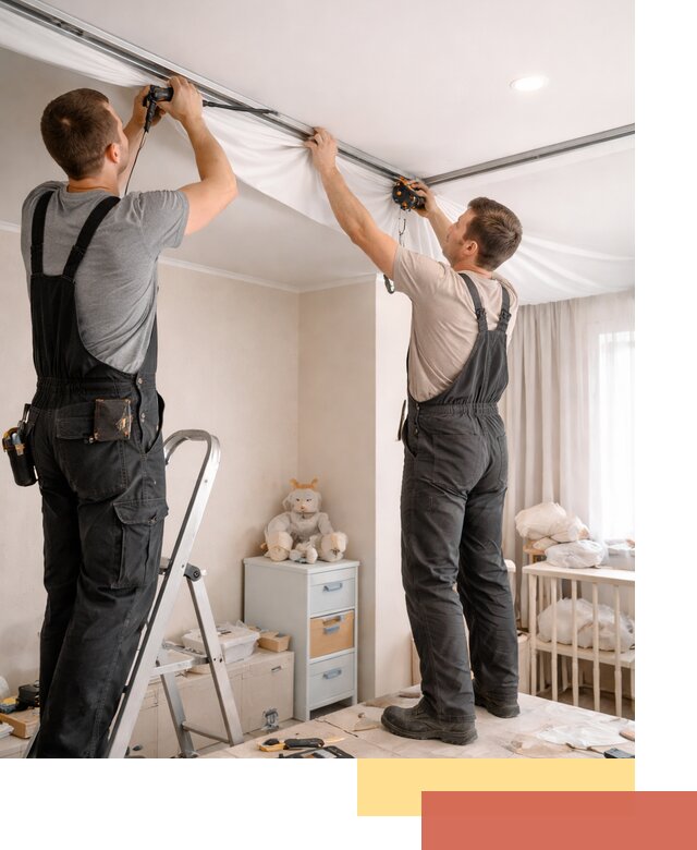 Монтаж натяжного потолка в детской комнате в Южно-Сахалинске