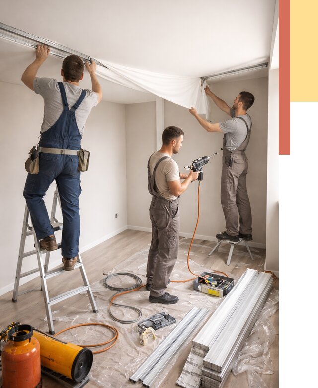 Монтаж натяжного потолка в студии в Южно-Сахалинске от 5682 руб. — быстро и недорого | ОТДЕЛОЧНИК-Южн