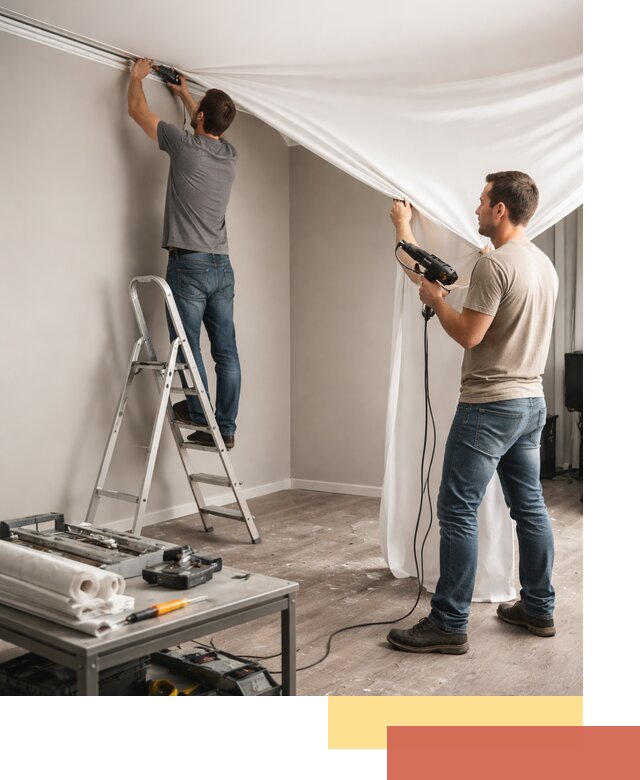 Монтаж натяжного потолка в студии в Южно-Сахалинске