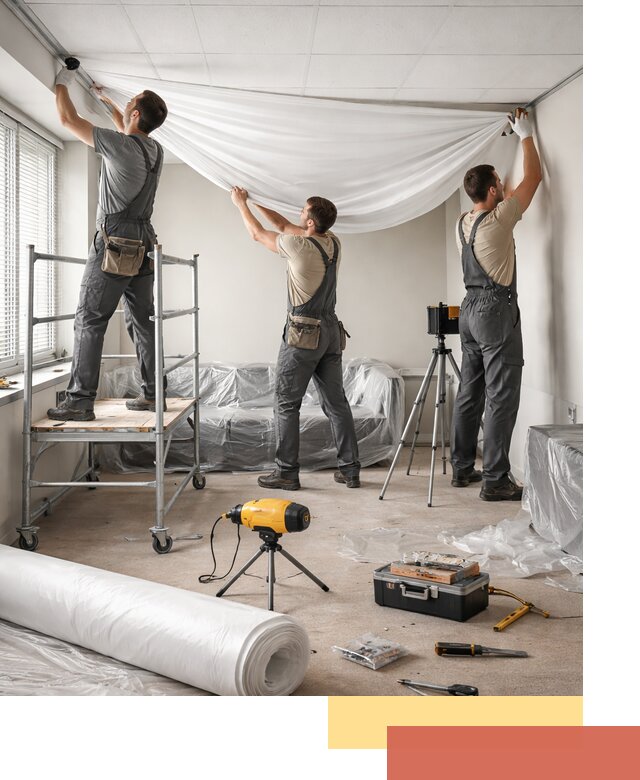 Монтаж натяжного потолка в офисе в Южно-Сахалинске