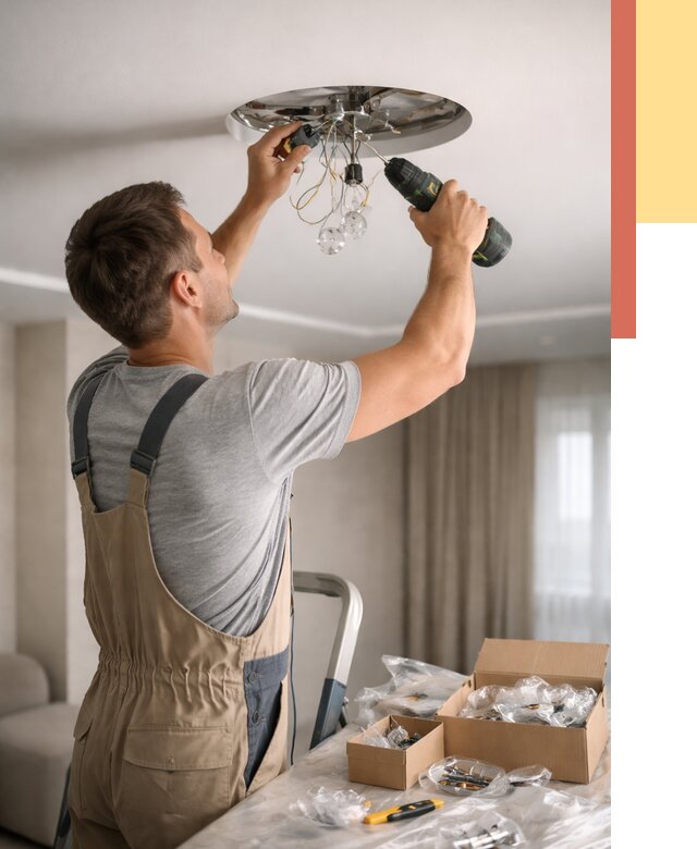 Установка люстры в натяжной потолок в Южно-Сахалинске от 1240 руб. | Быстро и недорого — ОТДЕЛОЧНИК-Южн