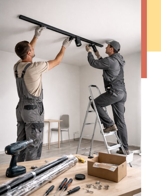 Установка трековых светильников в натяжной потолок в Южно-Сахалинске от 4339 руб. | ОТДЕЛОЧНИК-Южн